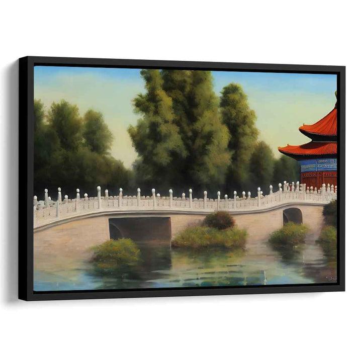 Silk Road Stroll: Traditional Chinese Landscape with Bridge and Pagoda