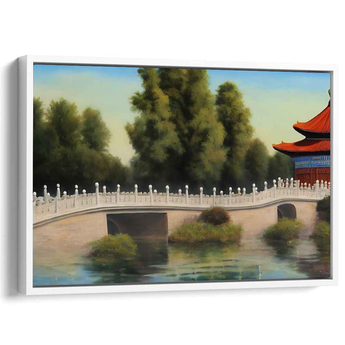Silk Road Stroll: Traditional Chinese Landscape with Bridge and Pagoda