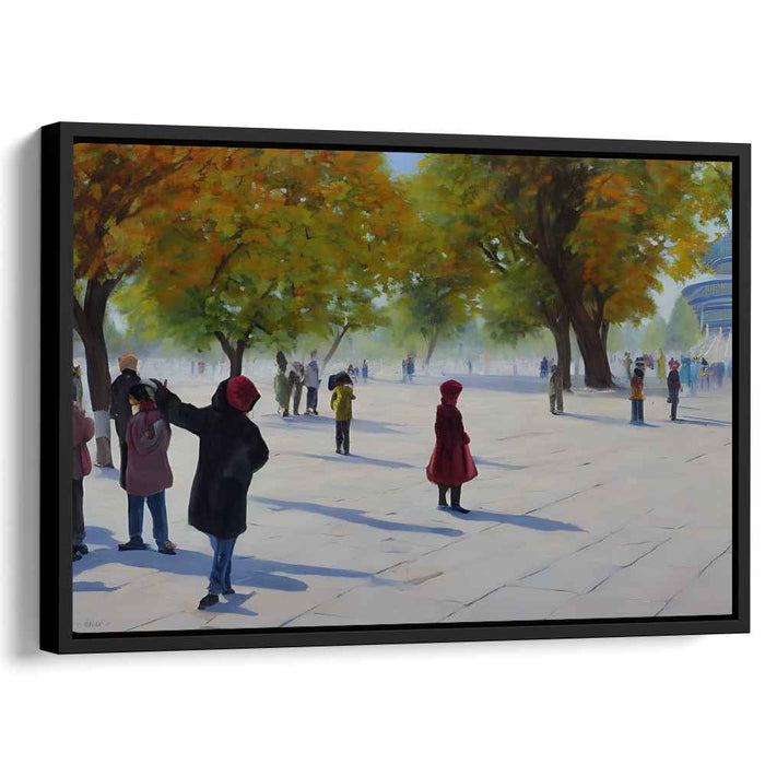 Autumn Stroll in the Park: Serene Fall Day Realistic Canvas Art