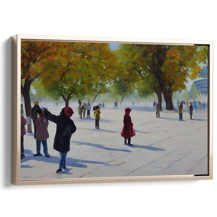 Autumn Stroll in the Park: Serene Fall Day Realistic Canvas Art