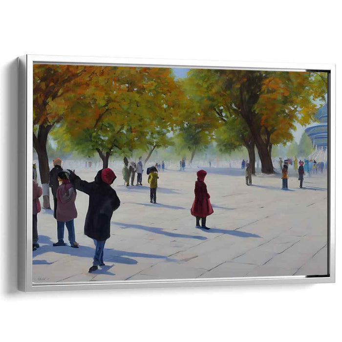 Autumn Stroll in the Park: Serene Fall Day Realistic Canvas Art