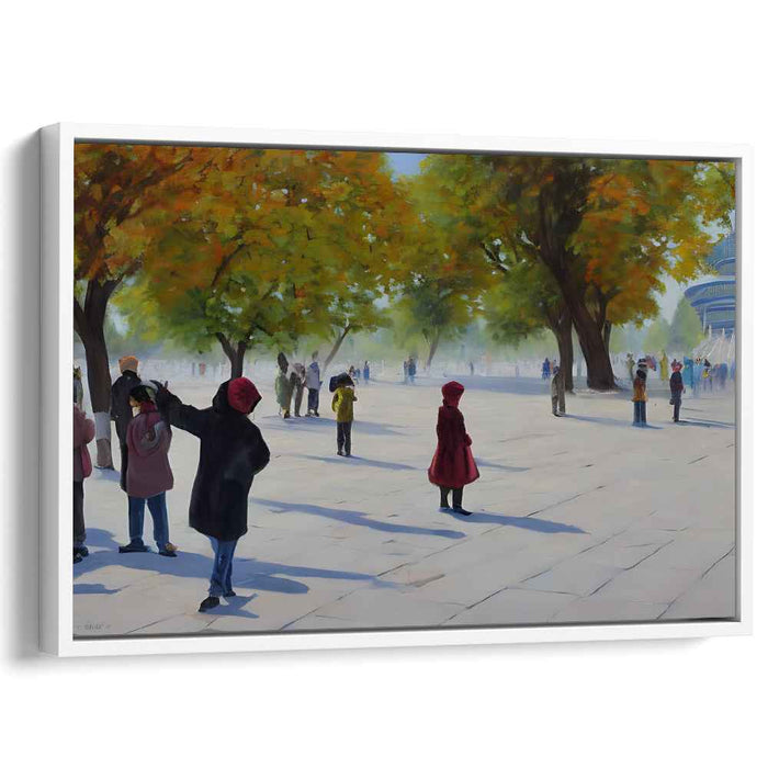 Autumn Stroll in the Park: Serene Fall Day Realistic Canvas Art