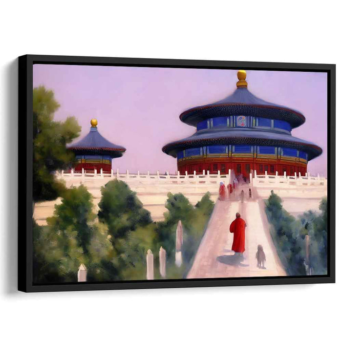 Sanctum Stroll: Tranquil Pathways and Sacred Architecture Canvas Art Print