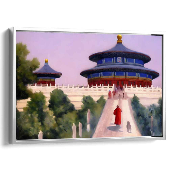 Sanctum Stroll: Tranquil Pathways and Sacred Architecture Canvas Art Print