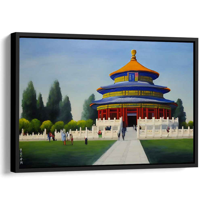 Majestic Pagoda Tranquility: Traditional Chinese Temple Landscape Canvas Art Print