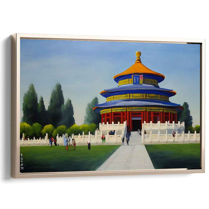 Majestic Pagoda Tranquility: Traditional Chinese Temple Landscape Canvas Art Print