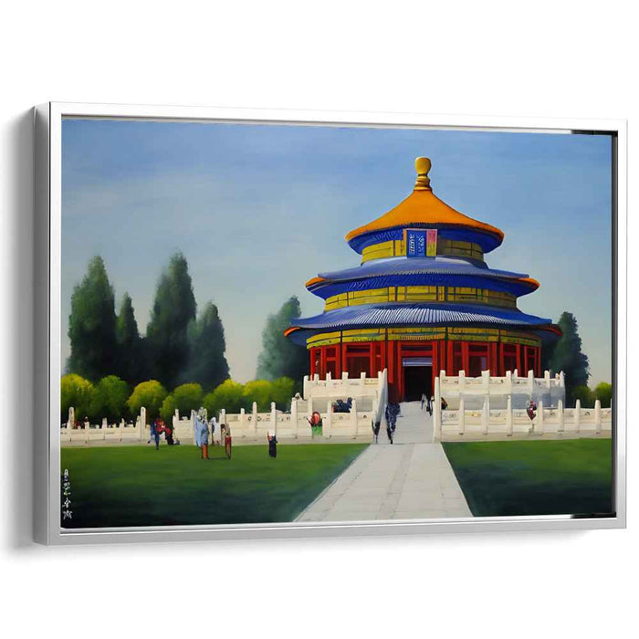 Majestic Pagoda Tranquility: Traditional Chinese Temple Landscape Canvas Art Print