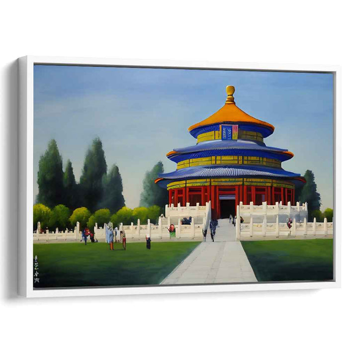 Majestic Pagoda Tranquility: Traditional Chinese Temple Landscape Canvas Art Print