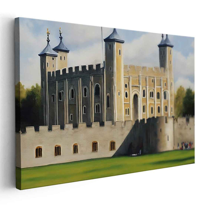Regal Fortitude: Realistic Medieval Castle Landscape Art Print