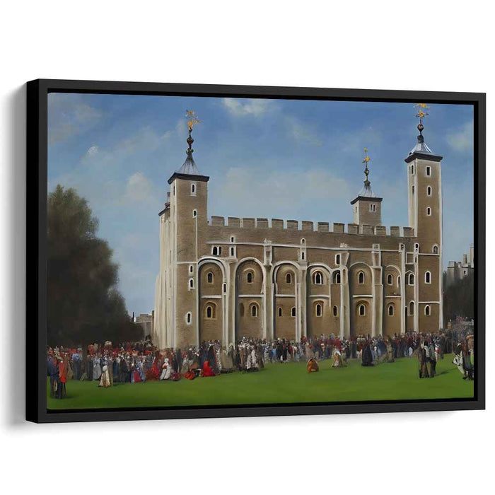Whispers in Stone Shadows: Tudor Gathering at the Tower of London Canvas Art