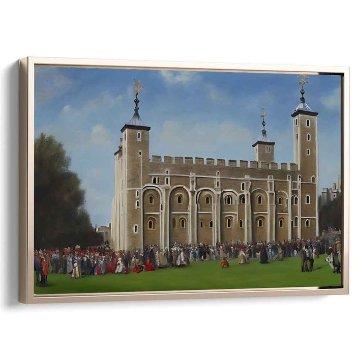 Whispers in Stone Shadows: Tudor Gathering at the Tower of London Canvas Art