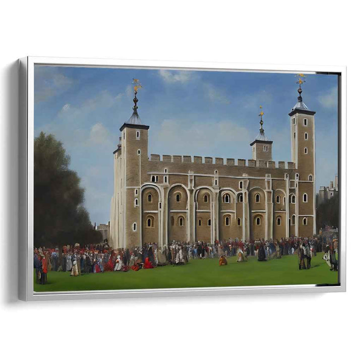 Whispers in Stone Shadows: Tudor Gathering at the Tower of London Canvas Art
