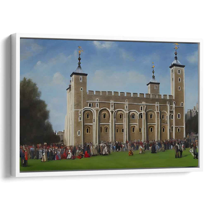 Whispers in Stone Shadows: Tudor Gathering at the Tower of London Canvas Art