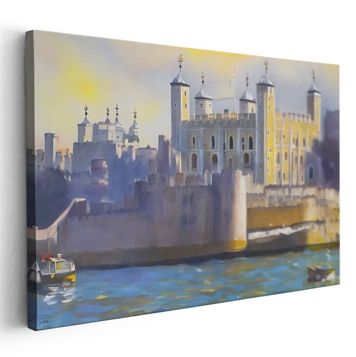 City's Awakening Light: The Tower of London at Dawn Canvas Art Print