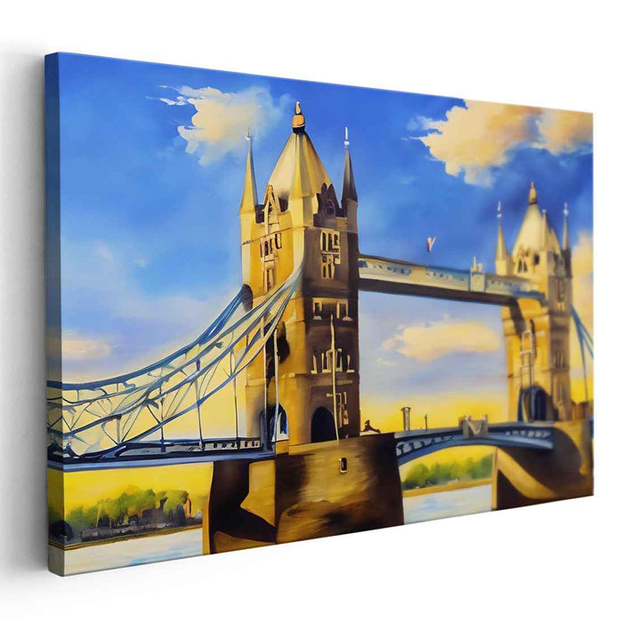 Urban Ambiance Study: Realist Depiction of Tower Bridge Canvas Art Print