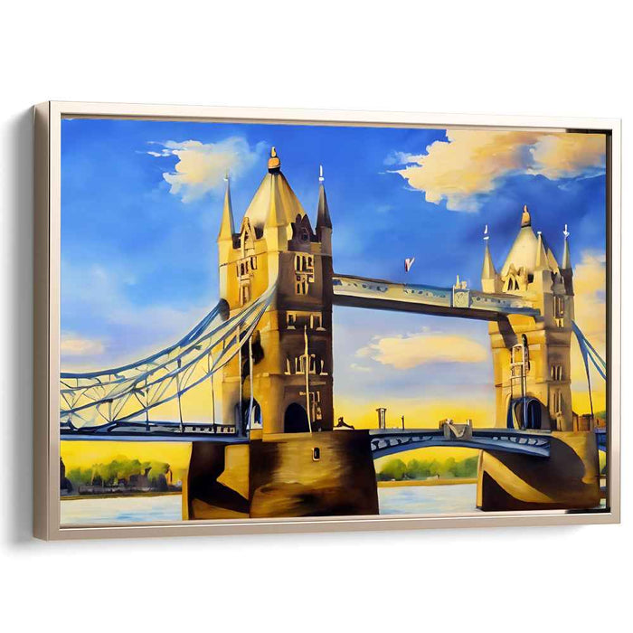 Urban Ambiance Study: Realist Depiction of Tower Bridge Canvas Art Print