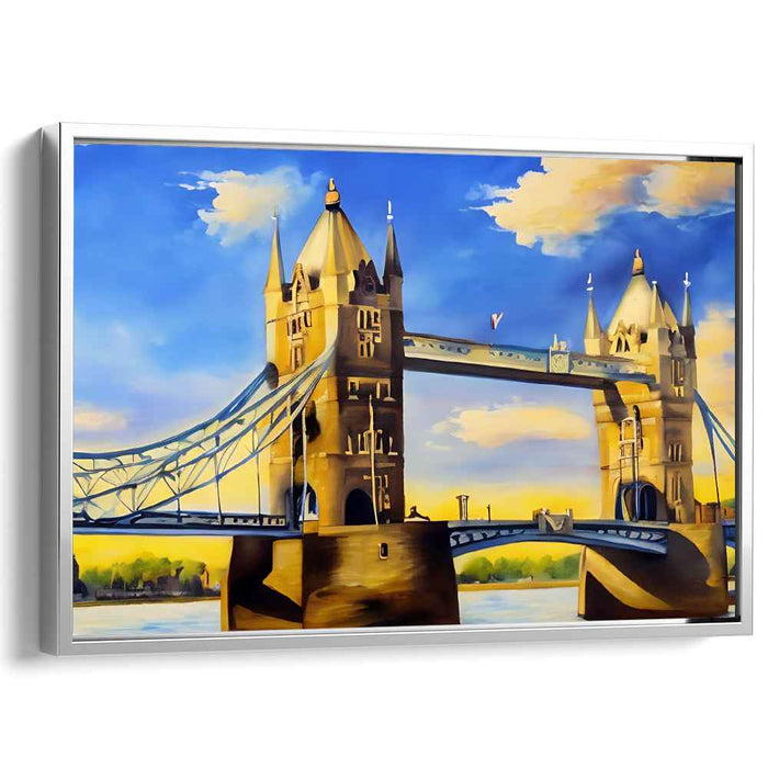 Urban Ambiance Study: Realist Depiction of Tower Bridge Canvas Art Print