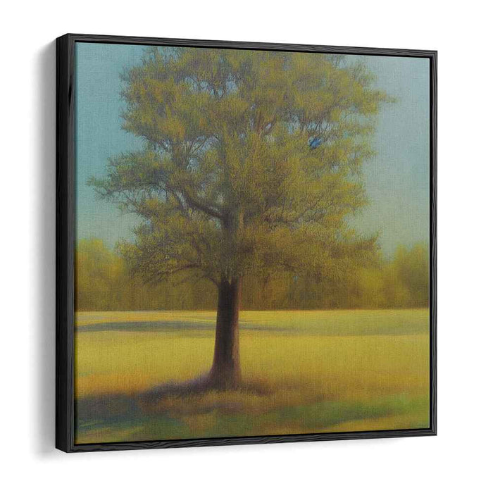 Eternal Oak Sanctuary: Majestic Oak in Luminous Fields Canvas Art