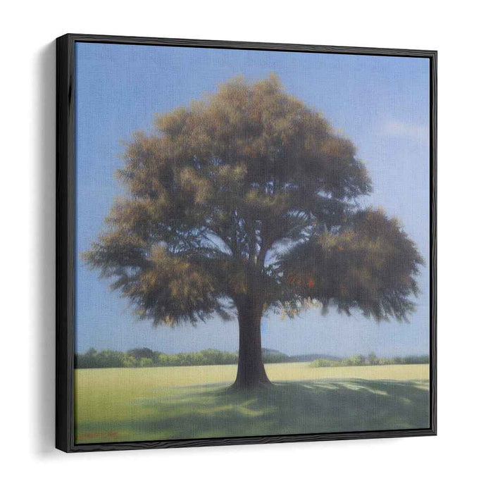 Silent Sentinel: Majestic Tree on Serene Landscape Canvas Art