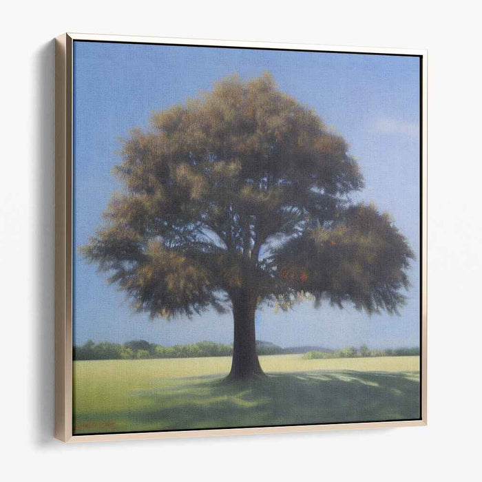 Silent Sentinel: Majestic Tree on Serene Landscape Canvas Art