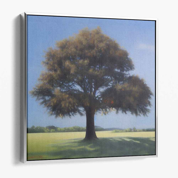 Silent Sentinel: Majestic Tree on Serene Landscape Canvas Art