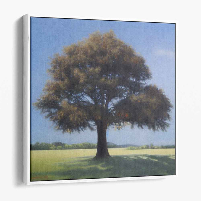 Silent Sentinel: Majestic Tree on Serene Landscape Canvas Art