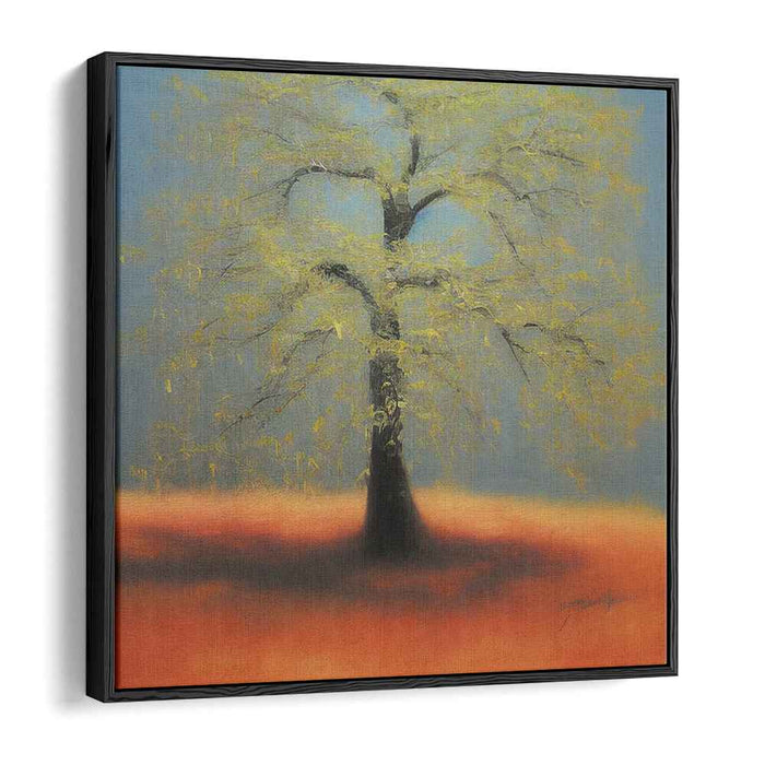 Flame Dance of Nature: Majestic Tree Against Fiery Horizon Canvas Art Print
