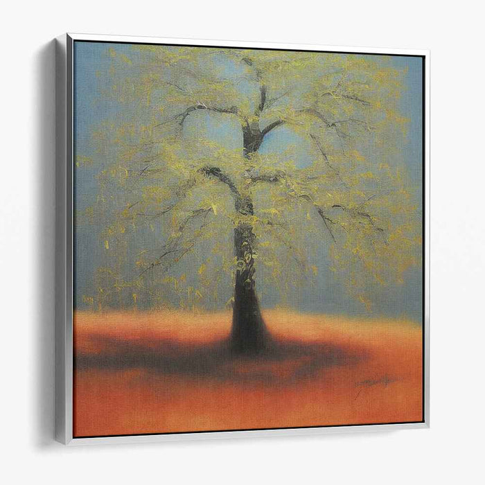 Flame Dance of Nature: Majestic Tree Against Fiery Horizon Canvas Art Print