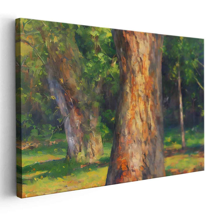 Sunlit Whisper: A Serene Forestscape Canvas Art Print