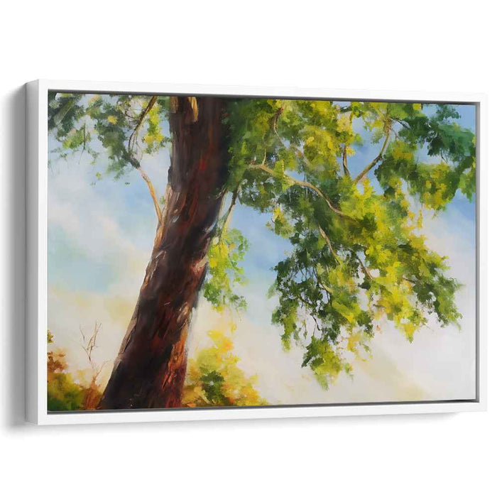 Ethereal Glow Through Branches: Impressionist Tree and Light Canvas Art Print
