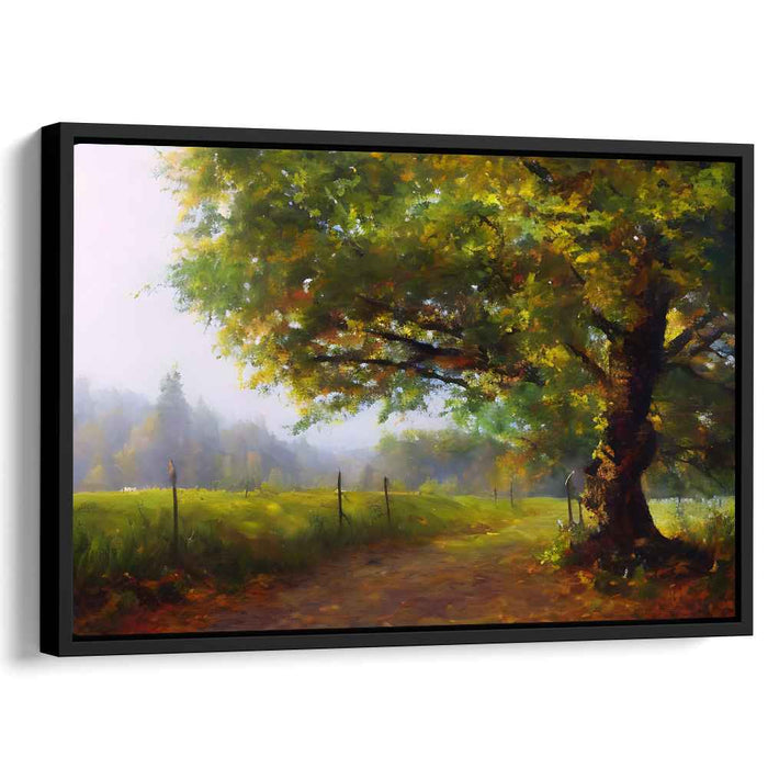 Rural Rhapsody Journey: Impressionistic Countryside Path Landscape Canvas Art