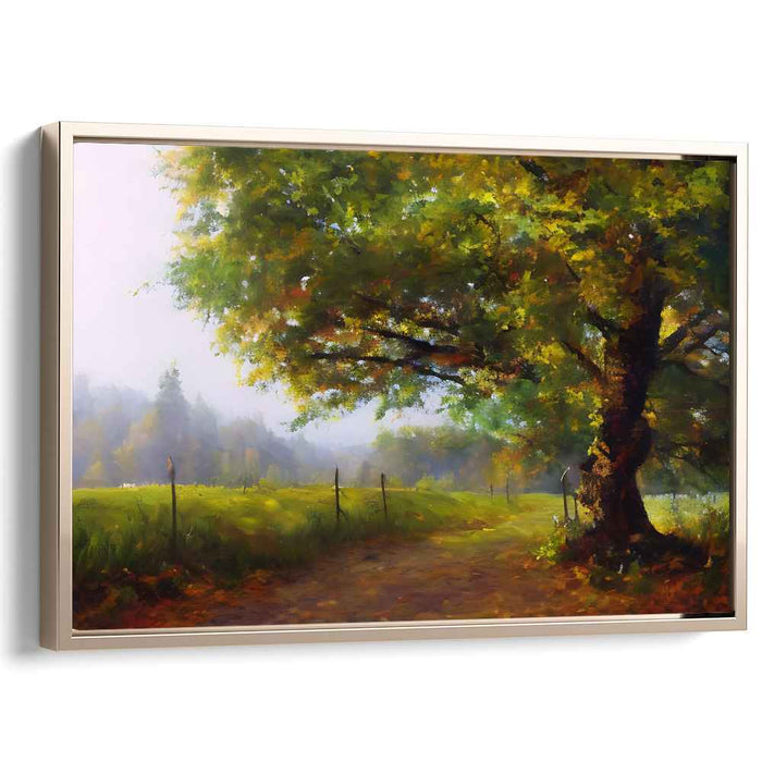 Rural Rhapsody Journey: Impressionistic Countryside Path Landscape Canvas Art