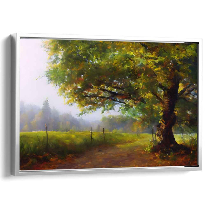 Rural Rhapsody Journey: Impressionistic Countryside Path Landscape Canvas Art