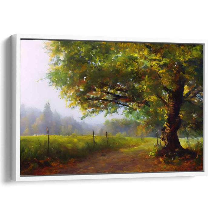 Rural Rhapsody Journey: Impressionistic Countryside Path Landscape Canvas Art