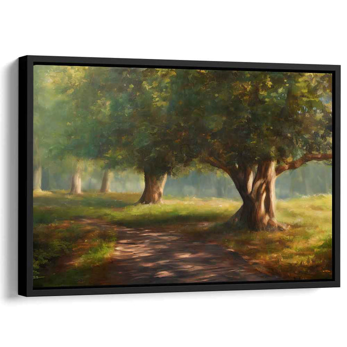 Solitude's Whisper: A Tranquil Woodland Path Canvas Art Print