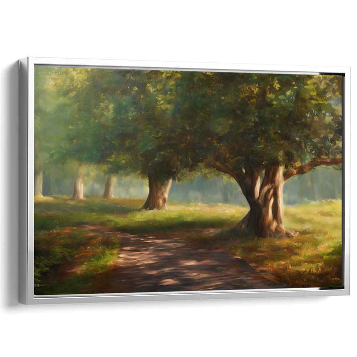 Solitude's Whisper: A Tranquil Woodland Path Canvas Art Print