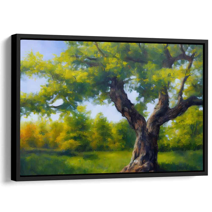 Timeless Growth: Ancient Tree in Lush Landscape Canvas Art Print