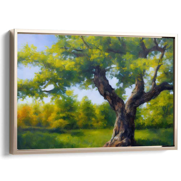 Timeless Growth: Ancient Tree in Lush Landscape Canvas Art Print