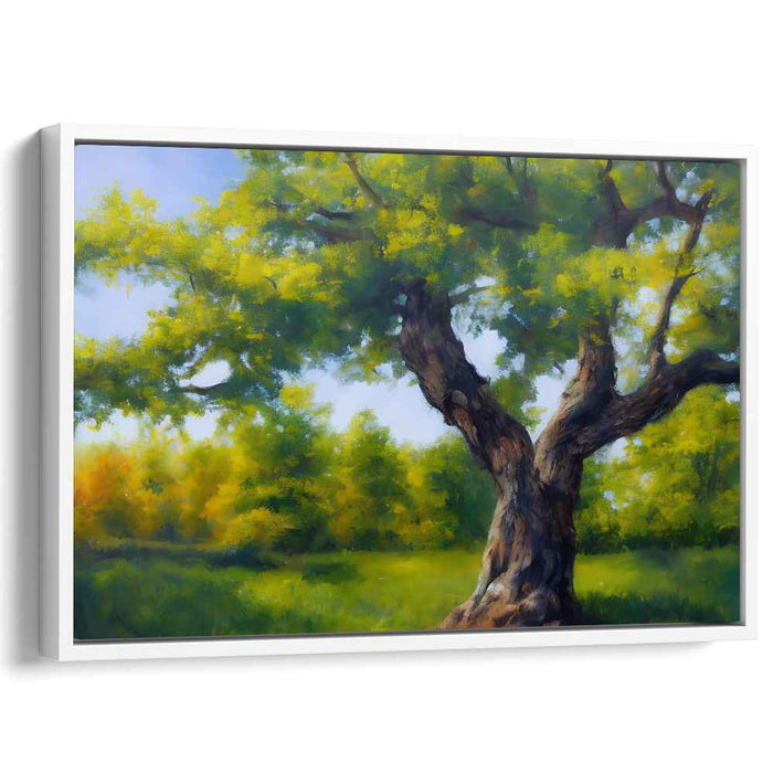 Timeless Growth: Ancient Tree in Lush Landscape Canvas Art Print