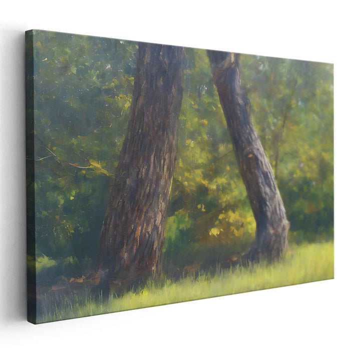 Serene Woodland Arch: Realistic Impressionist Forest Canvas Art Print