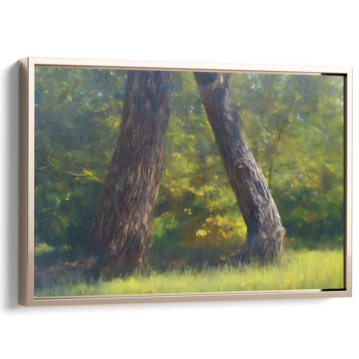 Serene Woodland Arch: Realistic Impressionist Forest Canvas Art Print