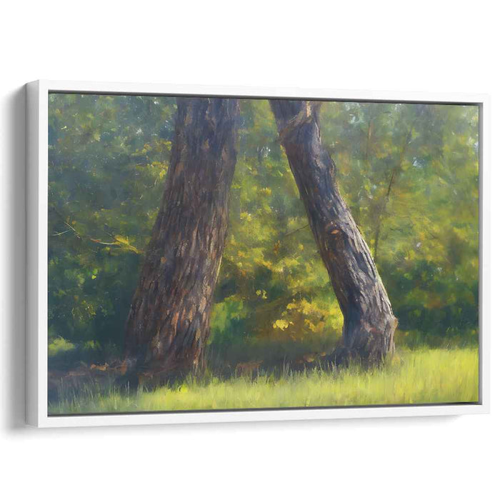 Serene Woodland Arch: Realistic Impressionist Forest Canvas Art Print