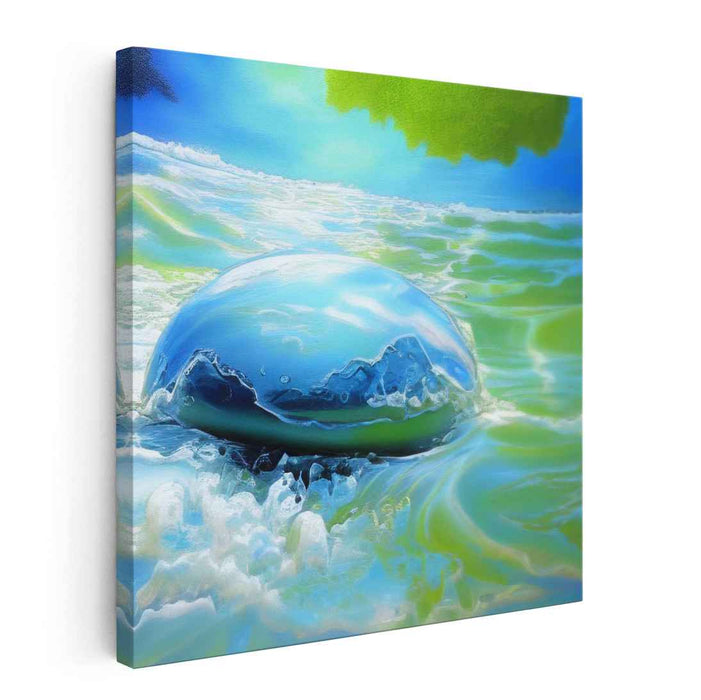 Aqua Orb Illusion: Surreal Aquatic Sphere Canvas Art Print