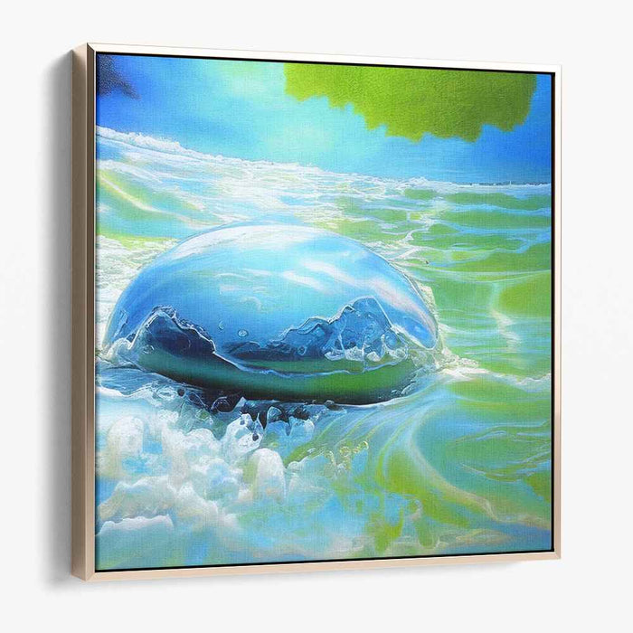 Aqua Orb Illusion: Surreal Aquatic Sphere Canvas Art Print