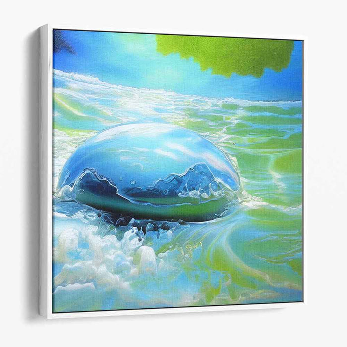 Aqua Orb Illusion: Surreal Aquatic Sphere Canvas Art Print