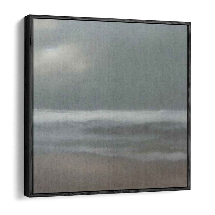 Ephemeral Waterscapes: Serene Seascape Under Overcast Sky Canvas Art Print