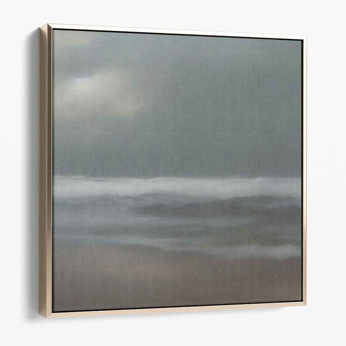 Ephemeral Waterscapes: Serene Seascape Under Overcast Sky Canvas Art Print