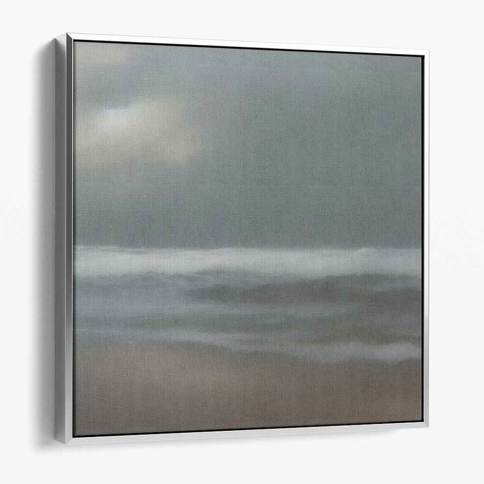 Ephemeral Waterscapes: Serene Seascape Under Overcast Sky Canvas Art Print
