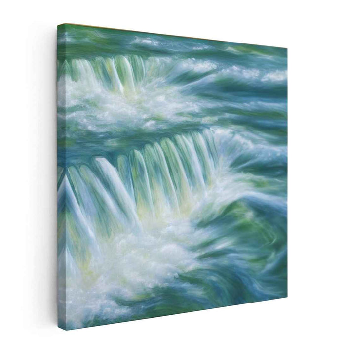 Whispering Mist in Moonlight: Serene Waterfall Canvas Art