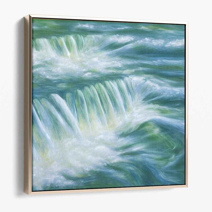Whispering Mist in Moonlight: Serene Waterfall Canvas Art